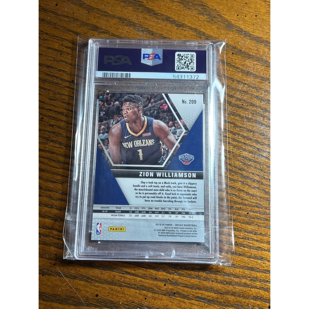 2019 Panini Mosaic Zion Williamson Rookie Card #209 PSA 9 Mint Pelicans RC - Picture 2 of 2